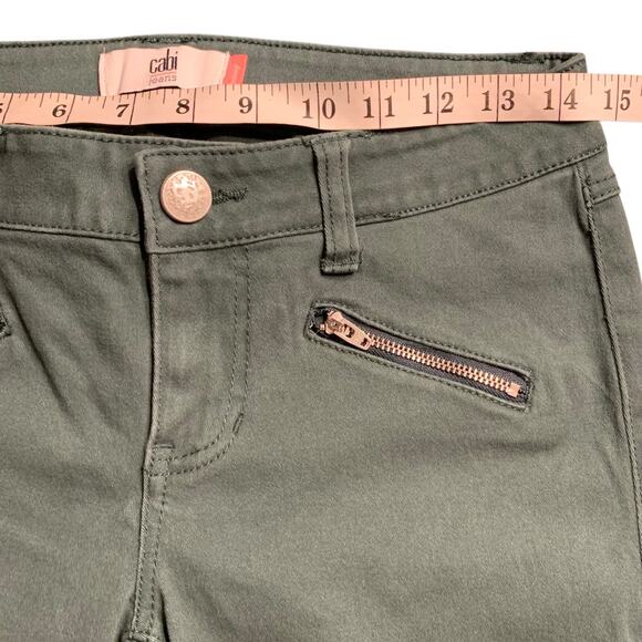 CAbi Jeans Women's Skinny's Size 2 Y2K Zipper Front Castleton Green Hipster - Picture 5 of 7